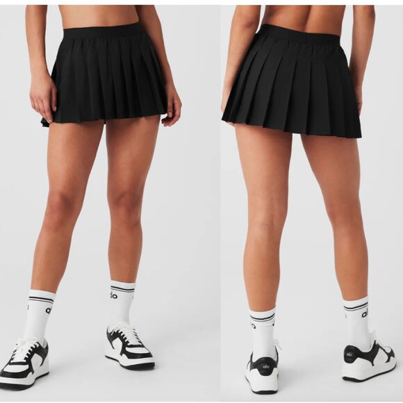 alo Varsity Tennis Skirt, Pleated Athletic Skort in Black, XS NWT - Picture 1 of 8